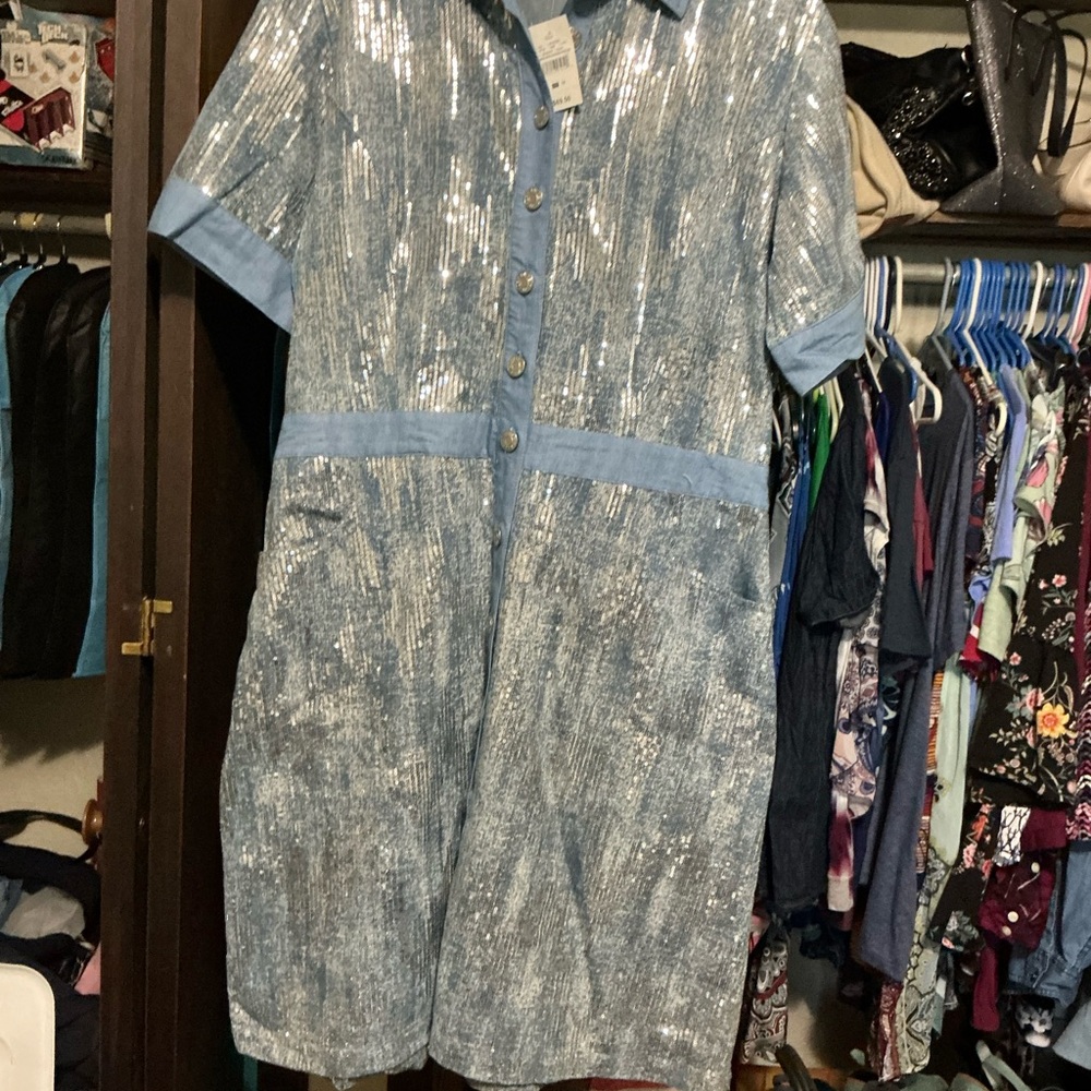 Ashley Stewart Light Blue Sequin jumper / skirt